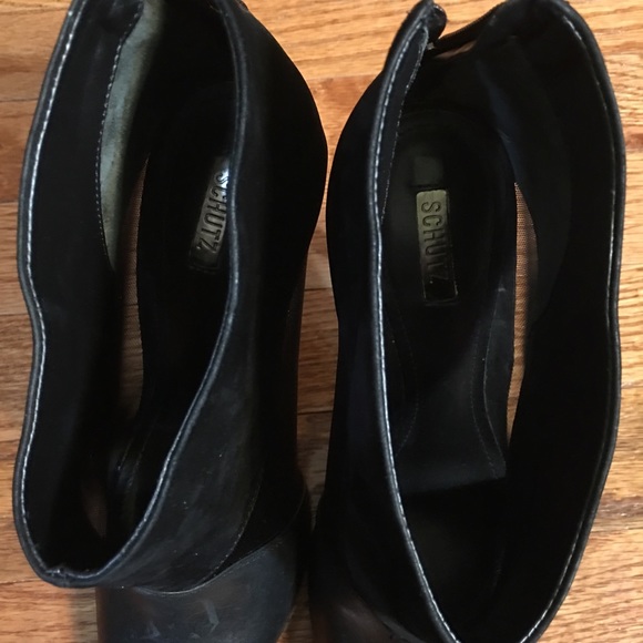 Schutz Pia Black Leather Mesh Booties - Picture 4 of 7